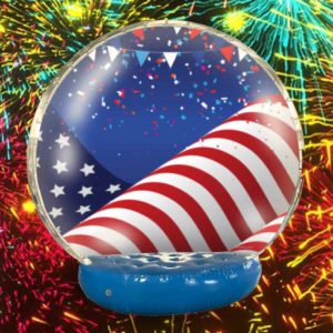 Giant Inflatable Photo Globe with American Flag Backdrop