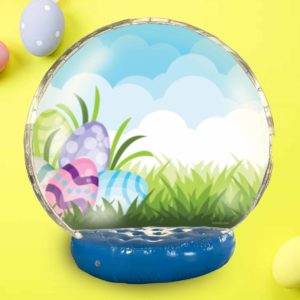 Giant Inflatable Photo Globe with Easter Egg Backdrop