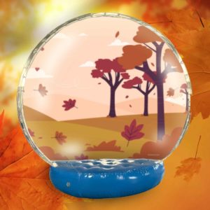 Giant Inflatable Photo Globe with Fall Leaves Backdrop